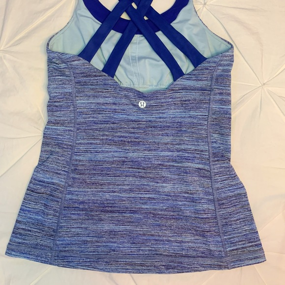 Lululemon | Navy / Teal Striped Dye Tank Top w Bra - Picture 4 of 8